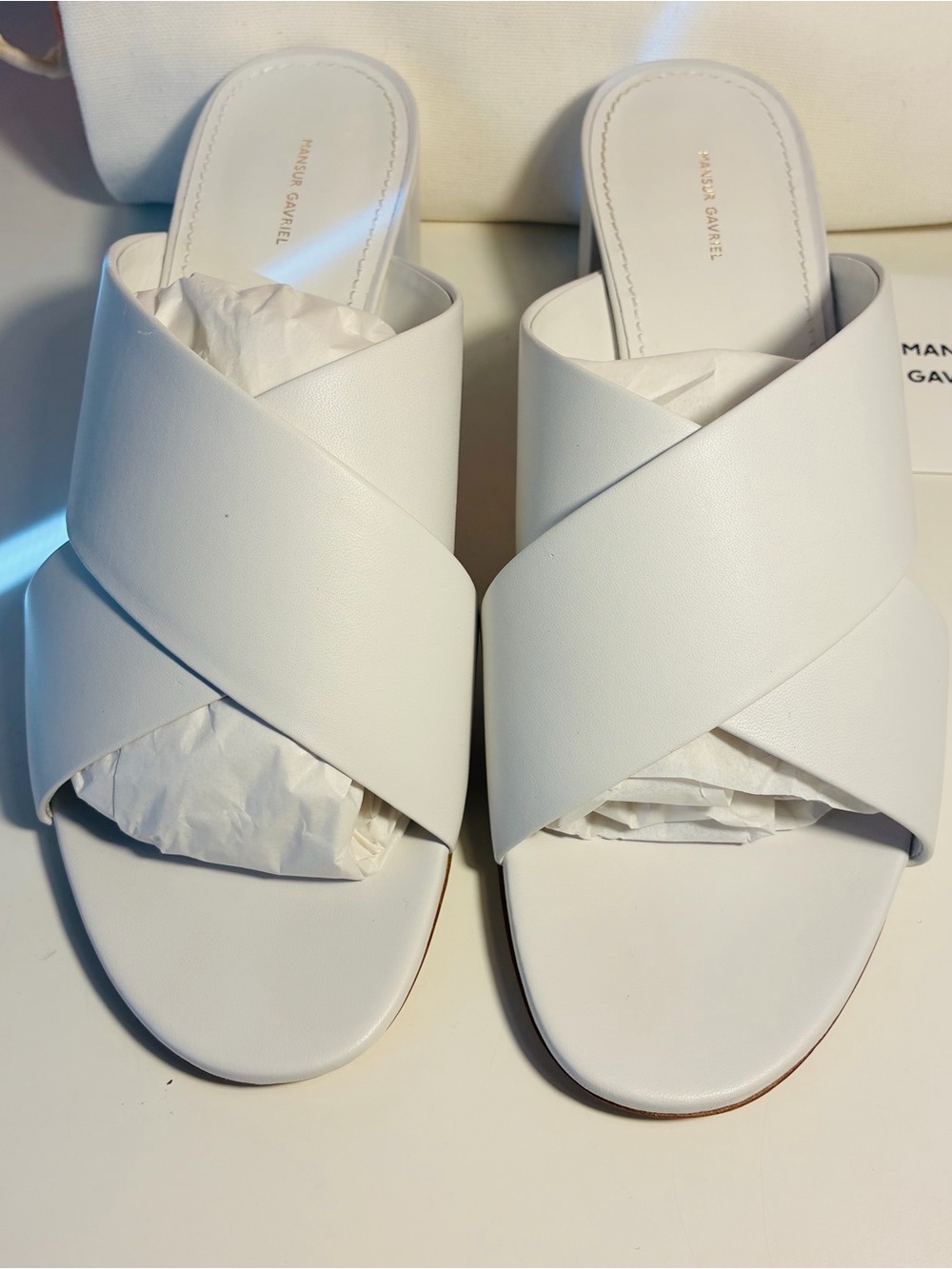 Mansur Gavriel Women’s Crossover White High Sandals W/Bag Size 40 - Picture 2 of 11